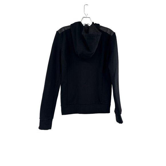 Prada Milano Womens authentic  Zip-Up Hoodie Leather Accents Black Size M fleece - Picture 2 of 12